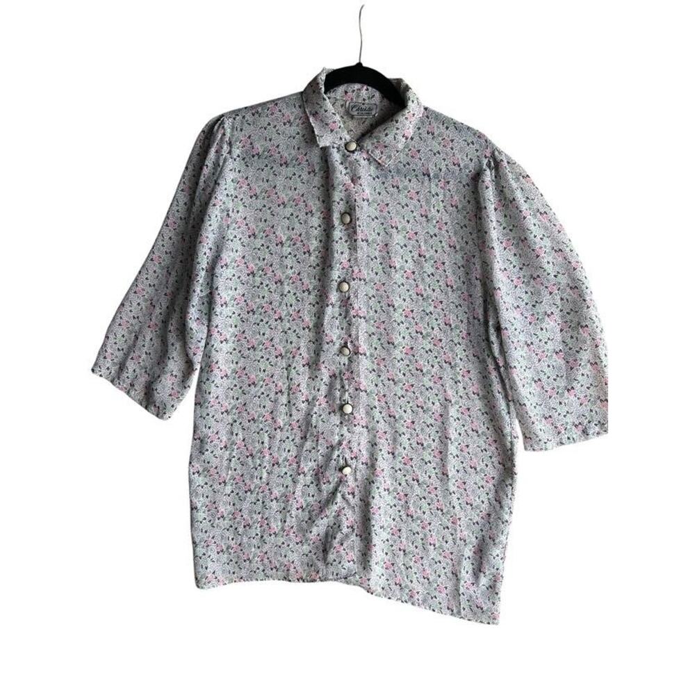 Christie Women's Vintage Feminine Retro Secretary Romantic Blouse Floral Size 14